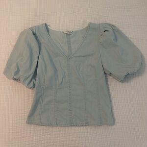 Banana Republic Light Blue Puff Sleeve Blouse